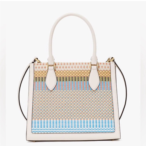Kate Spade Ellie Straw Small Pastel Woven Tote Bag - Picture 3 of 10